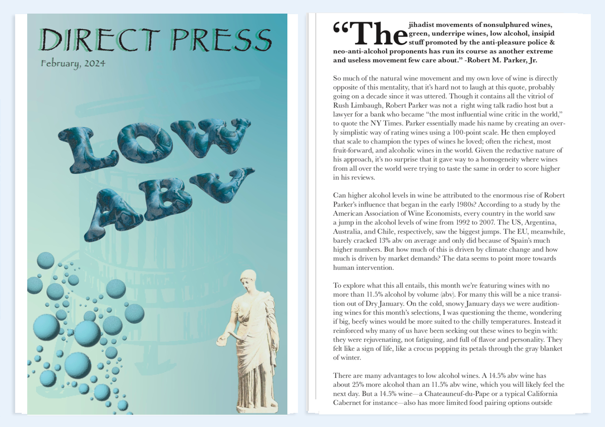 DIRECT PRESS February 2024 • Low Alcohol Wines Vanderbilt Ave Wine