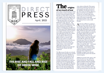 DIRECT PRESS April 2023 • THE RISE AND FALL AND RISE OF GREEK WINE